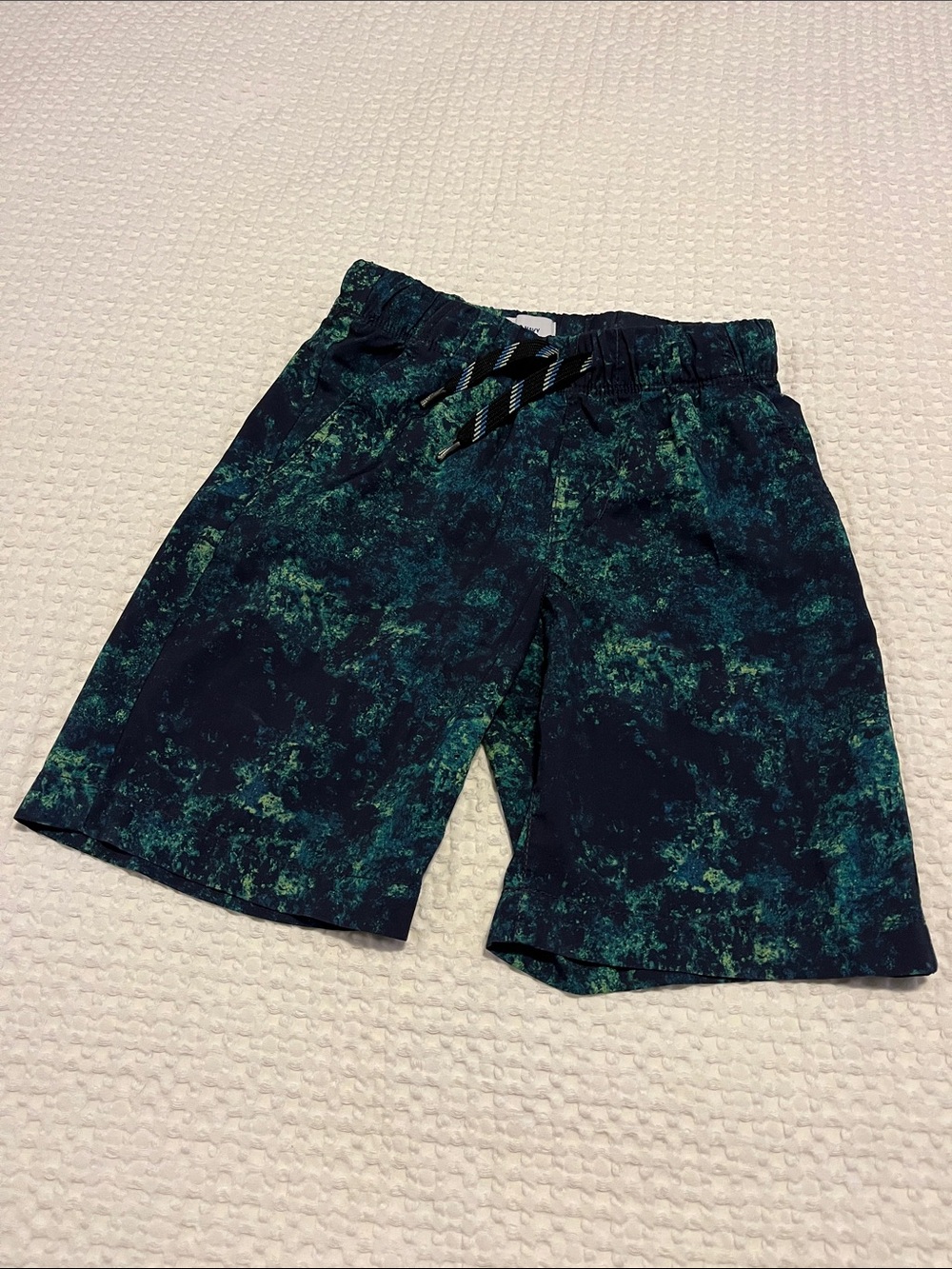 Old Navy Boys Dark Green and Black Printed Shorts